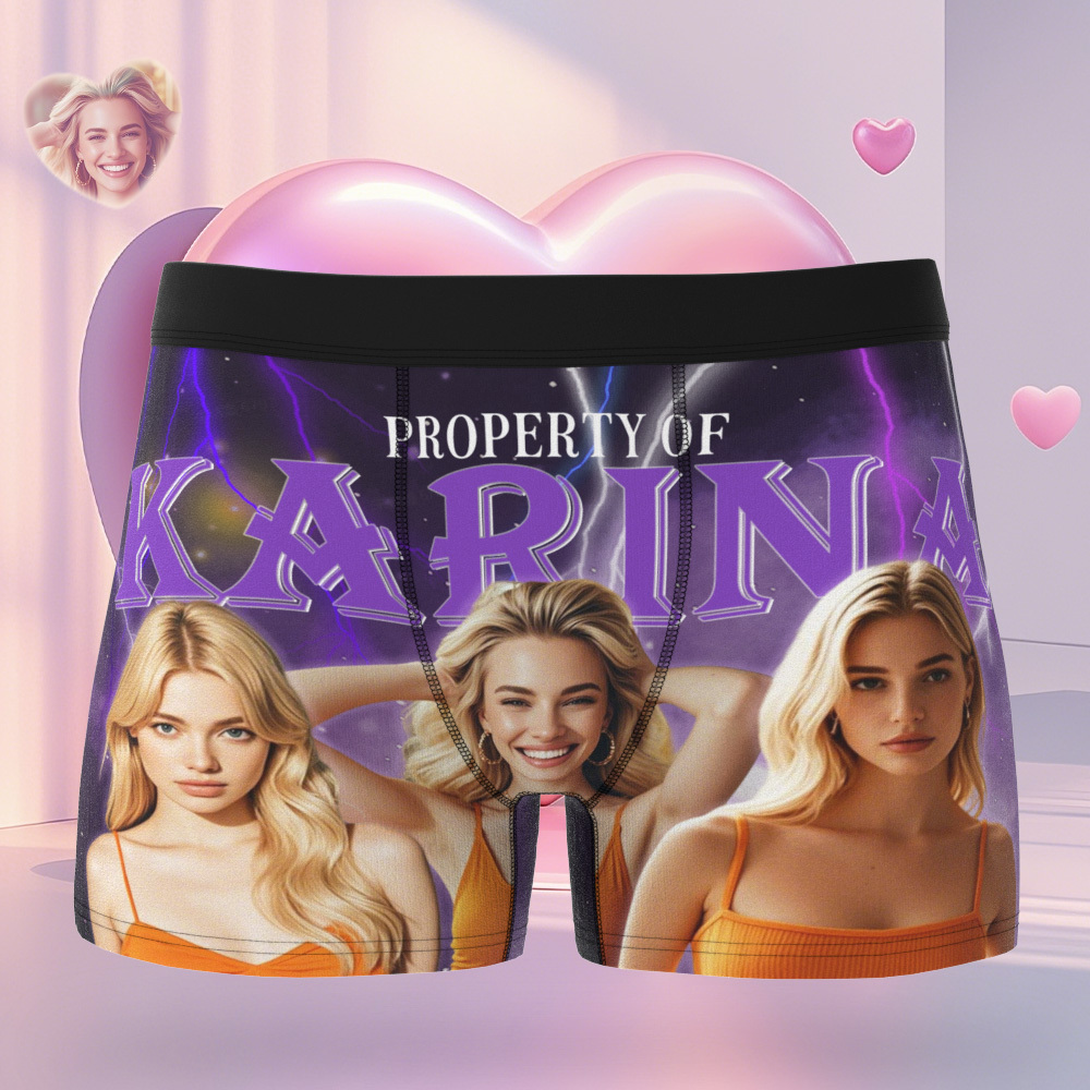 Custom Boxer with Picture Personalized Photo Underwear Custom Name on underwear Custom boxer for Boyfriend Valentine Gift for Him