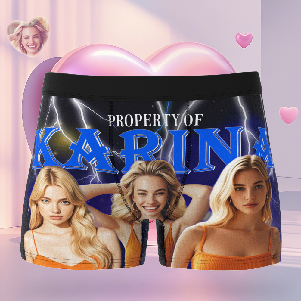Custom Boxer with Picture Personalized Photo Underwear Custom Name on underwear Custom boxer for Boyfriend Valentine Gift for Him