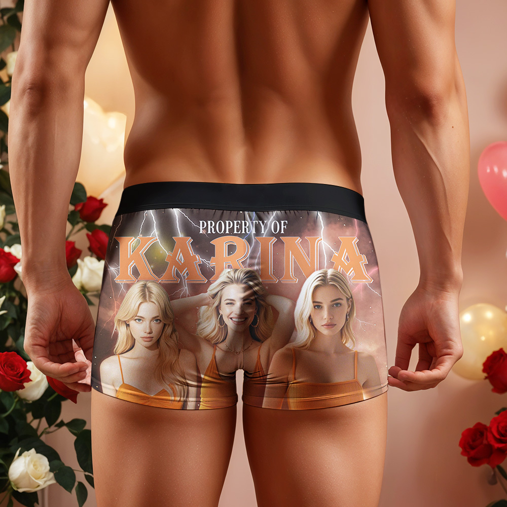 Custom Boxer with Picture Personalized Photo Underwear Custom Name on underwear Custom boxer for Boyfriend Valentine Gift for Him