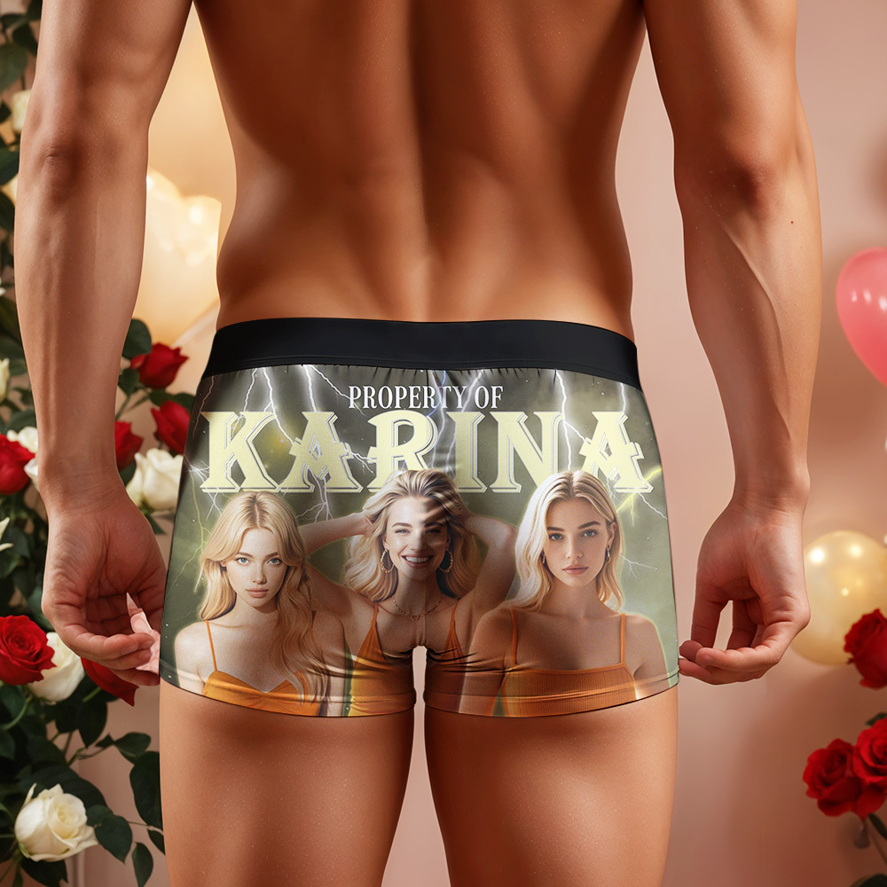 Custom Boxer with Picture Personalized Photo Underwear Custom Name on underwear Custom boxer for Boyfriend Valentine Gift for Him