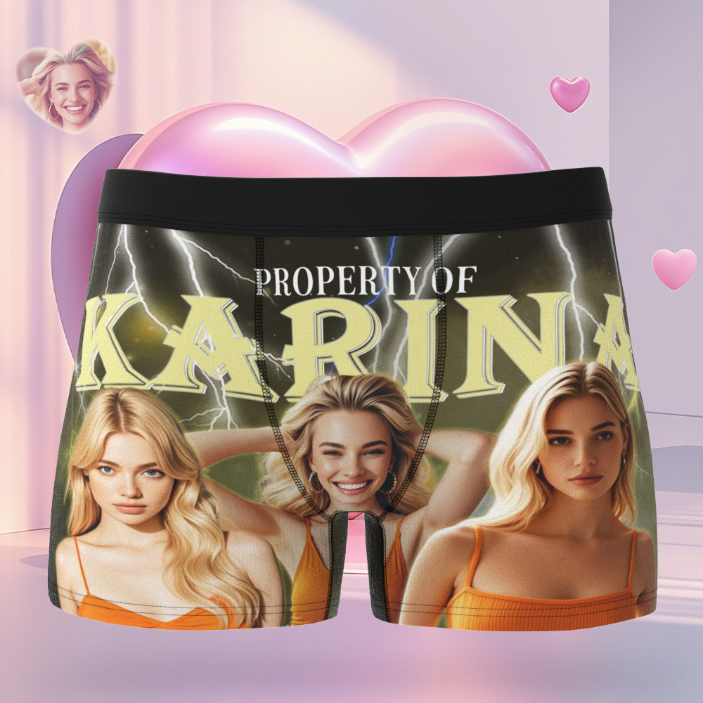 Custom Boxer with Picture Personalized Photo Underwear Custom Name on underwear Custom boxer for Boyfriend Valentine Gift for Him
