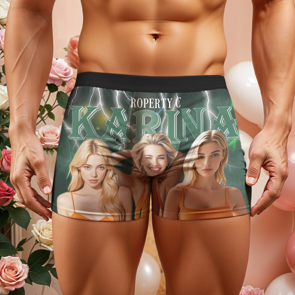 Custom Boxer with Picture Personalized Photo Underwear Custom Name on underwear Custom boxer for Boyfriend Valentine Gift for Him