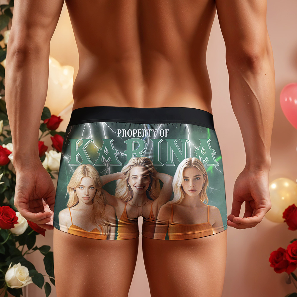 Custom Boxer with Picture Personalized Photo Underwear Custom Name on underwear Custom boxer for Boyfriend Valentine Gift for Him