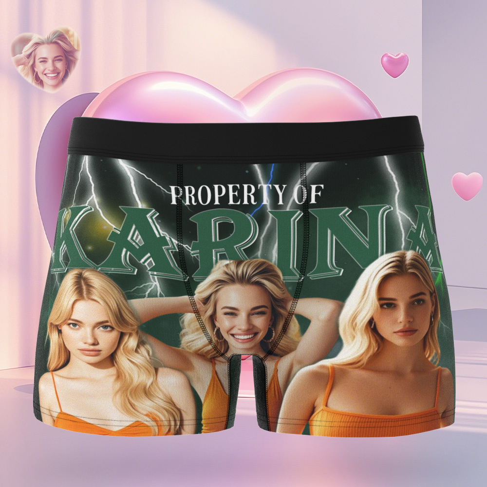 Custom Boxer with Picture Personalized Photo Underwear Custom Name on underwear Custom boxer for Boyfriend Valentine Gift for Him