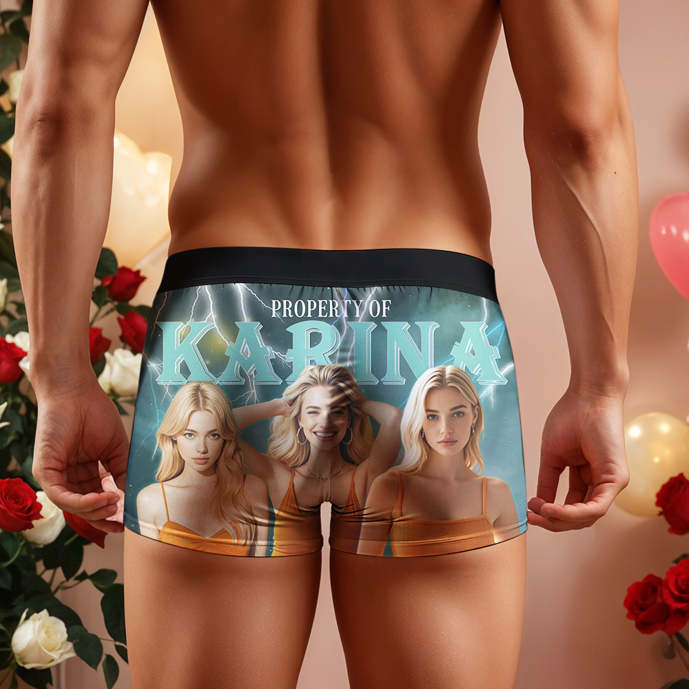 Custom Boxer with Picture Personalized Photo Underwear Custom Name on underwear Custom boxer for Boyfriend Valentine Gift for Him