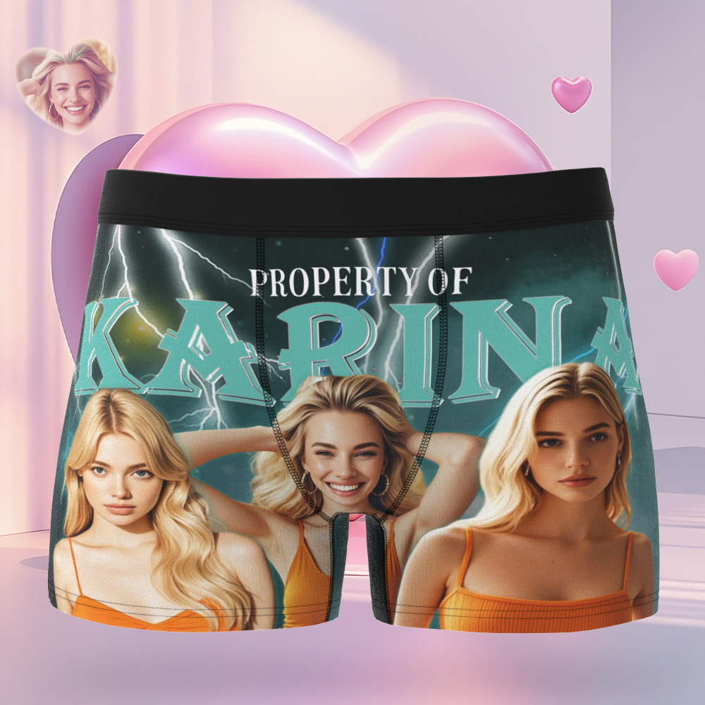 Custom Boxer with Picture Personalized Photo Underwear Custom Name on underwear Custom boxer for Boyfriend Valentine Gift for Him