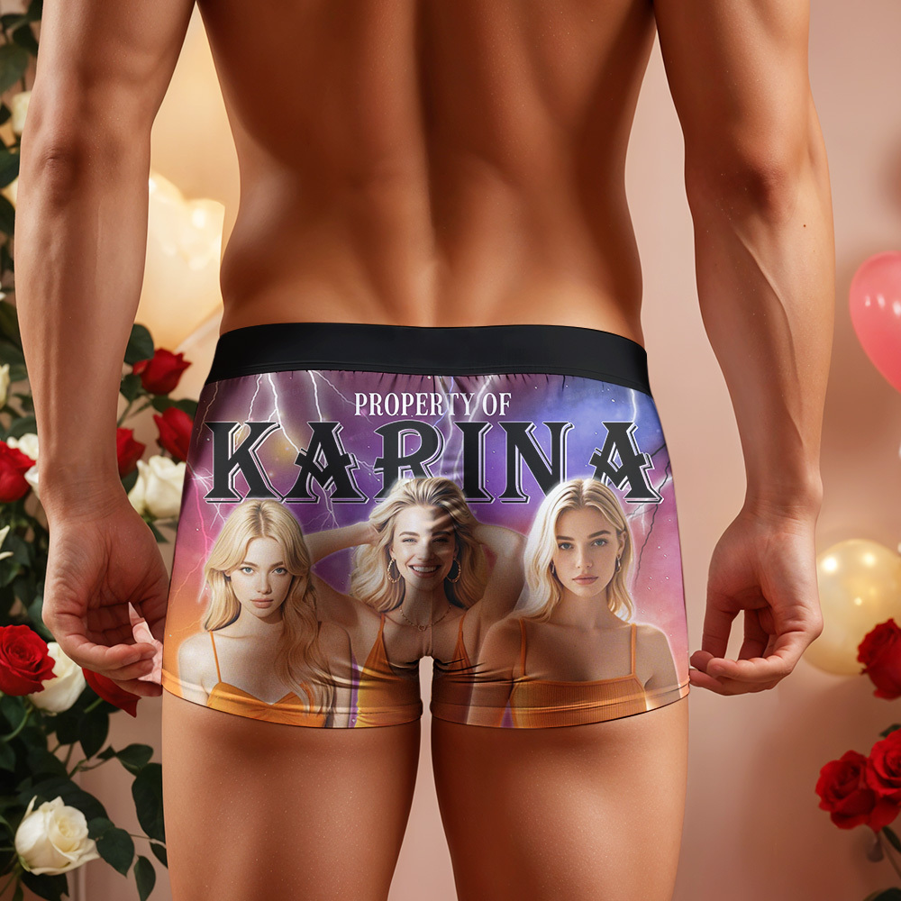 Custom Boxer with Picture Personalized Photo Underwear Custom Name on underwear Custom boxer for Boyfriend Valentine Gift for Him