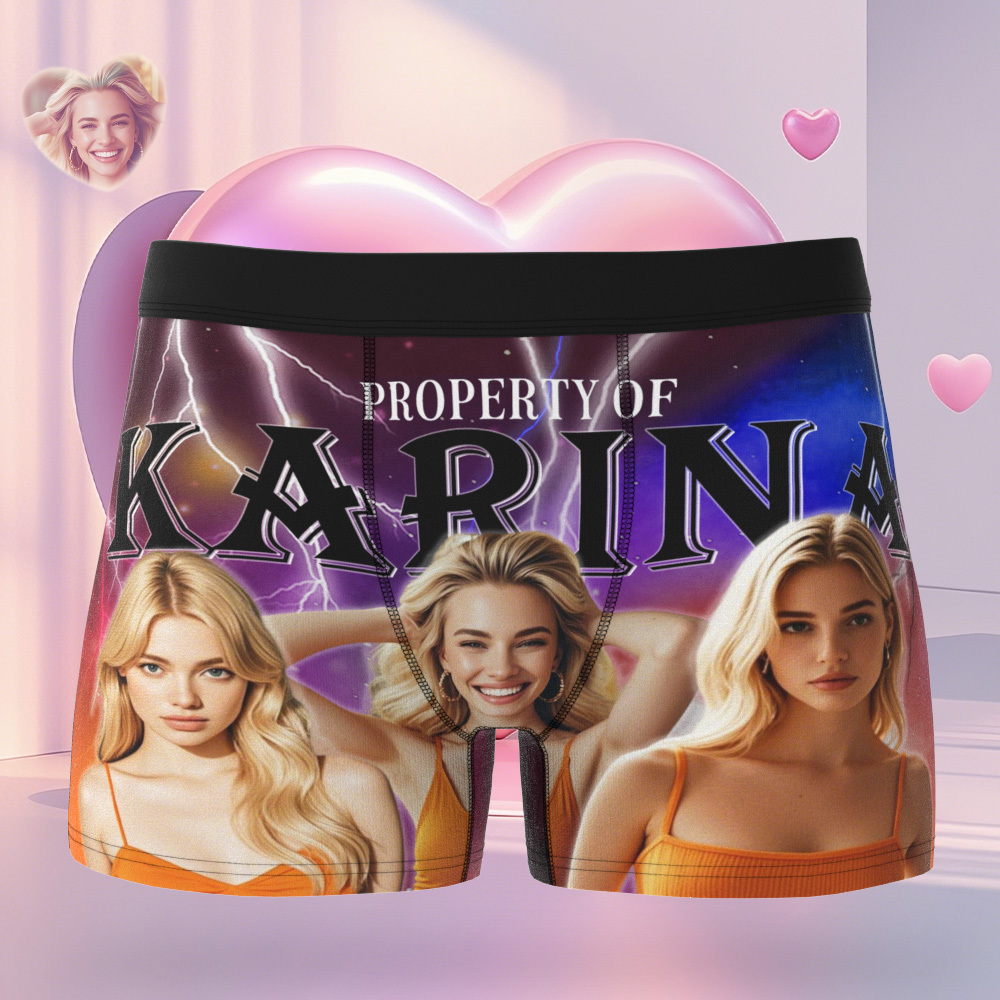 Custom Boxer with Picture Personalized Photo Underwear Custom Name on underwear Custom boxer for Boyfriend Valentine Gift for Him