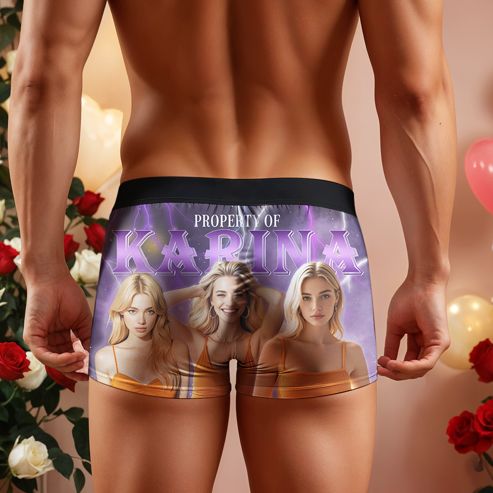 Custom Boxer with Picture Personalized Photo Underwear Custom Name on underwear Custom boxer for Boyfriend Valentine Gift for Him