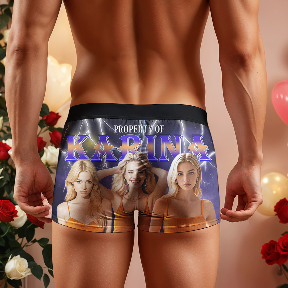 Custom Boxer with Picture Personalized Photo Underwear Custom Name on underwear Custom boxer for Boyfriend Valentine Gift for Him