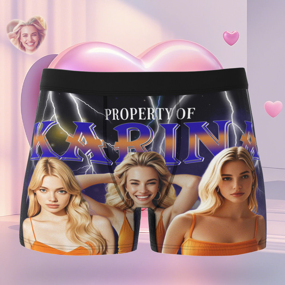 Custom Boxer with Picture Personalized Photo Underwear Custom Name on underwear Custom boxer for Boyfriend Valentine Gift for Him