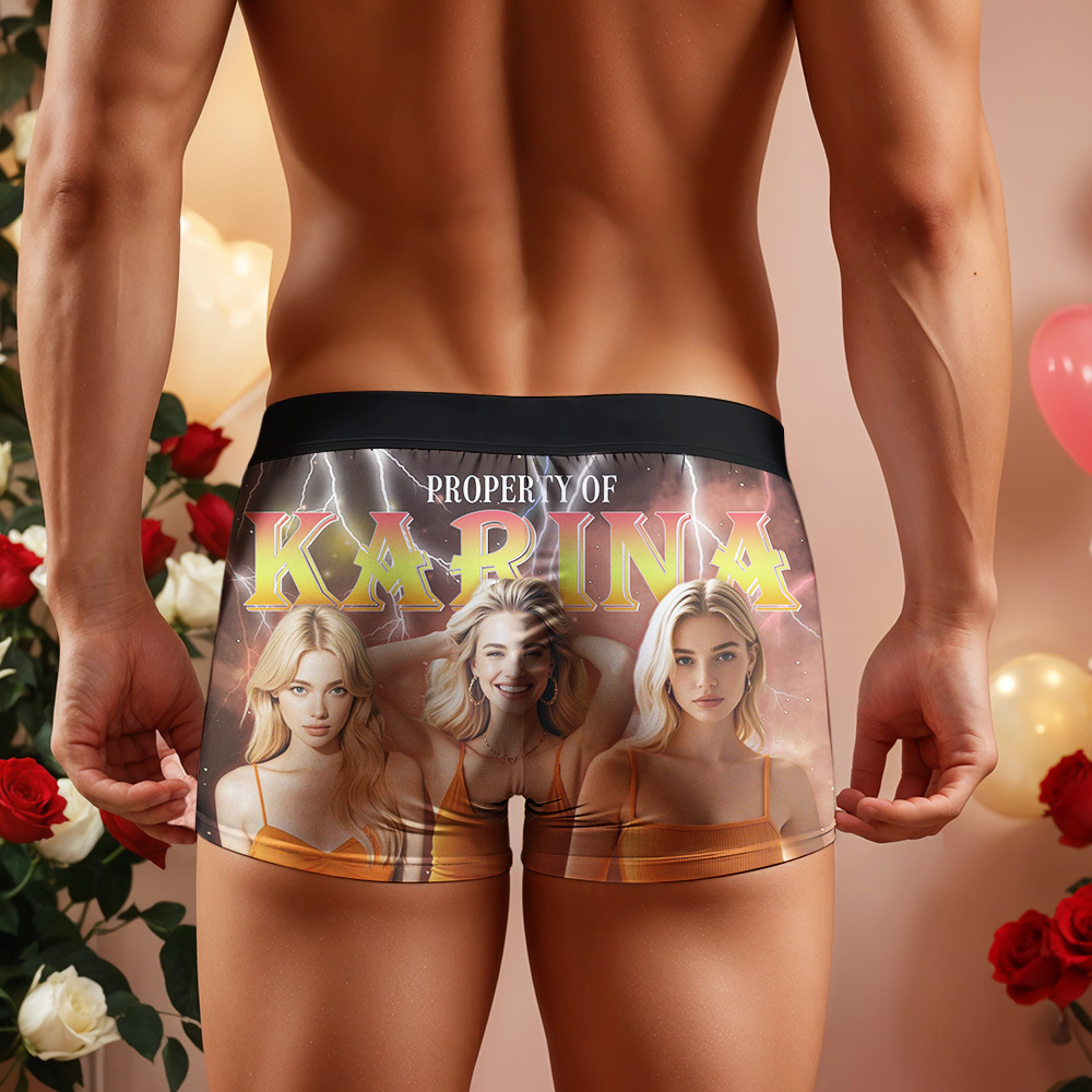 Custom Boxer with Picture Personalized Photo Underwear Custom Name on underwear Custom boxer for Boyfriend Valentine Gift for Him