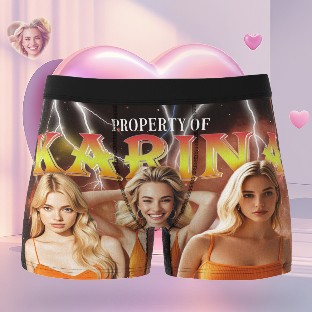 Custom Boxer with Picture Personalized Photo Underwear Custom Name on underwear Custom boxer for Boyfriend Valentine Gift for Him