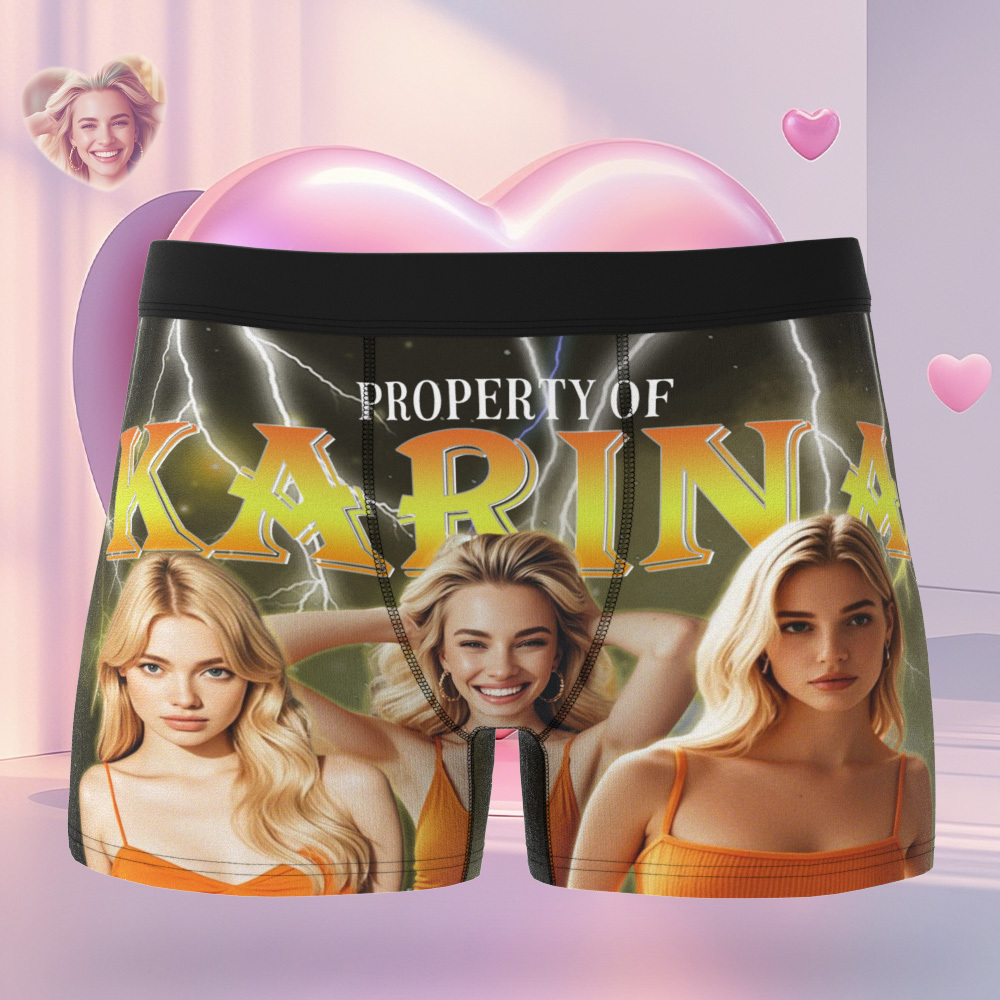 Custom Boxer with Picture Personalized Photo Underwear Custom Name on underwear Custom boxer for Boyfriend Valentine Gift for Him