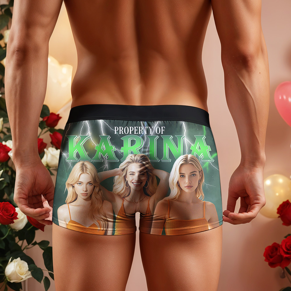 Custom Boxer with Picture Personalized Photo Underwear Custom Name on underwear Custom boxer for Boyfriend Valentine Gift for Him