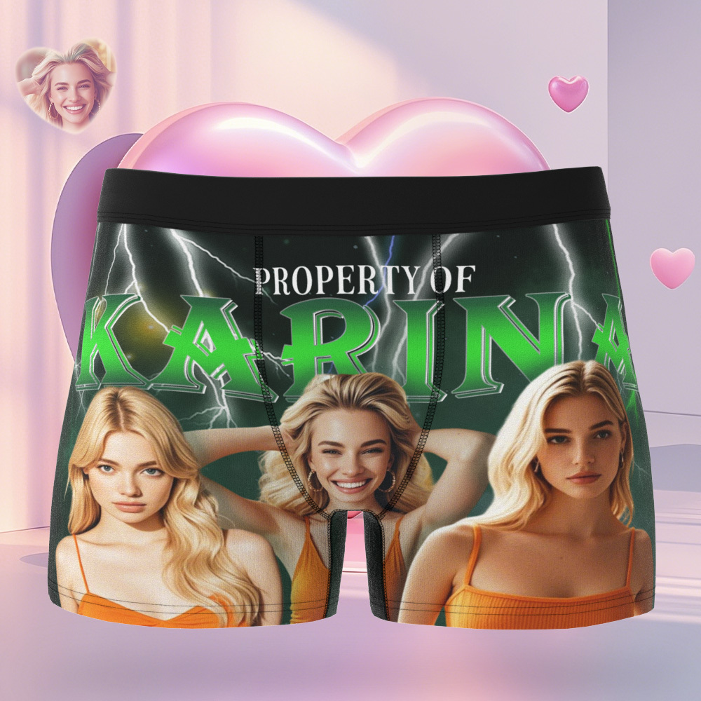 Custom Boxer with Picture Personalized Photo Underwear Custom Name on underwear Custom boxer for Boyfriend Valentine Gift for Him