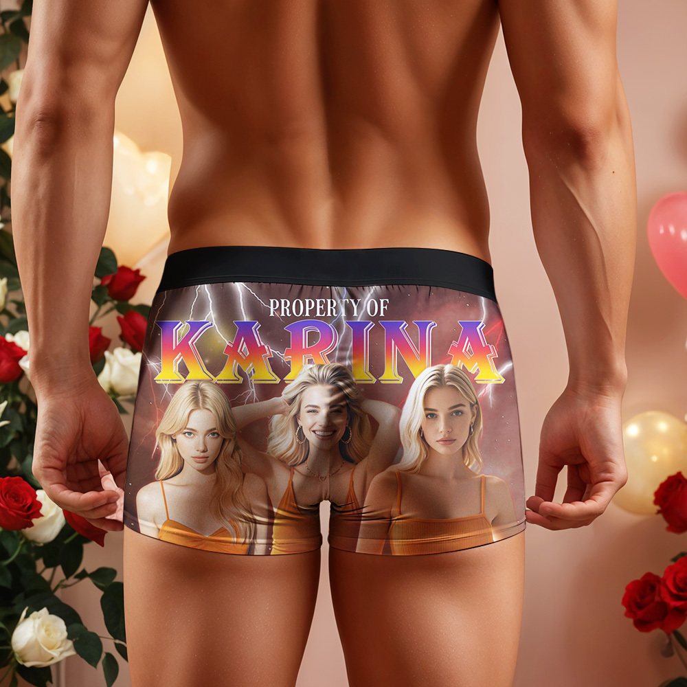 Custom Boxer with Picture Personalized Photo Underwear Custom Name on underwear Custom boxer for Boyfriend Valentine Gift for Him