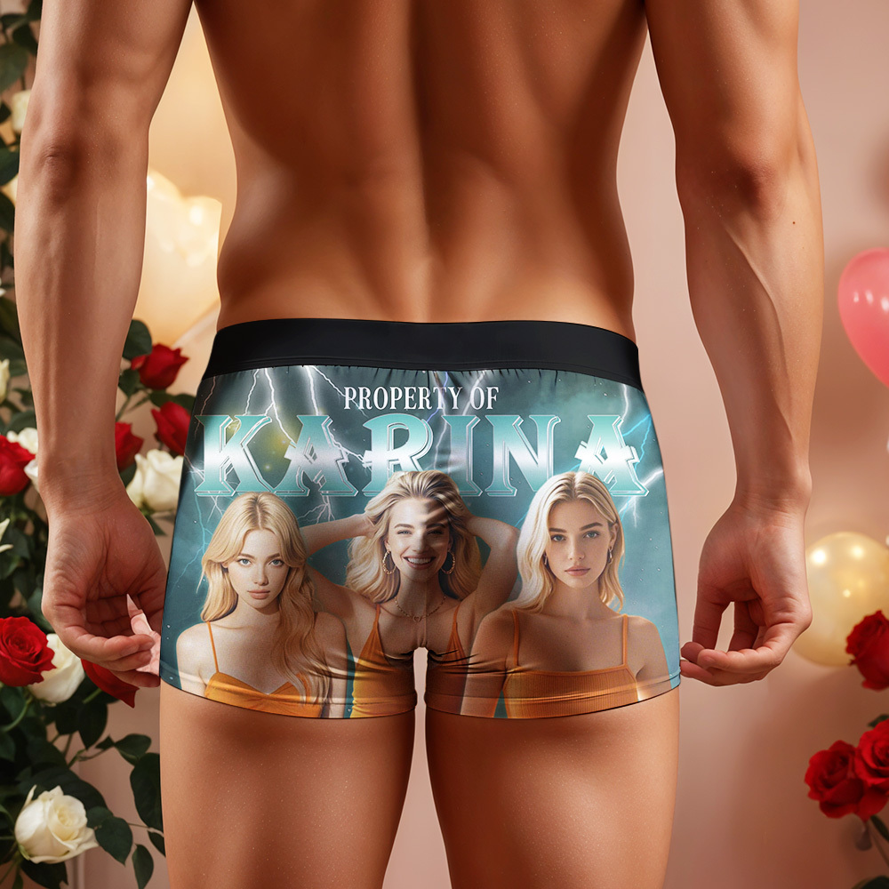 Custom Boxer with Picture Personalized Photo Underwear Custom Name on underwear Custom boxer for Boyfriend Valentine Gift for Him