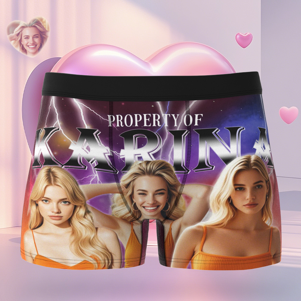 Custom Boxer with Picture Personalized Photo Underwear Custom Name on underwear Custom boxer for Boyfriend Valentine Gift for Him