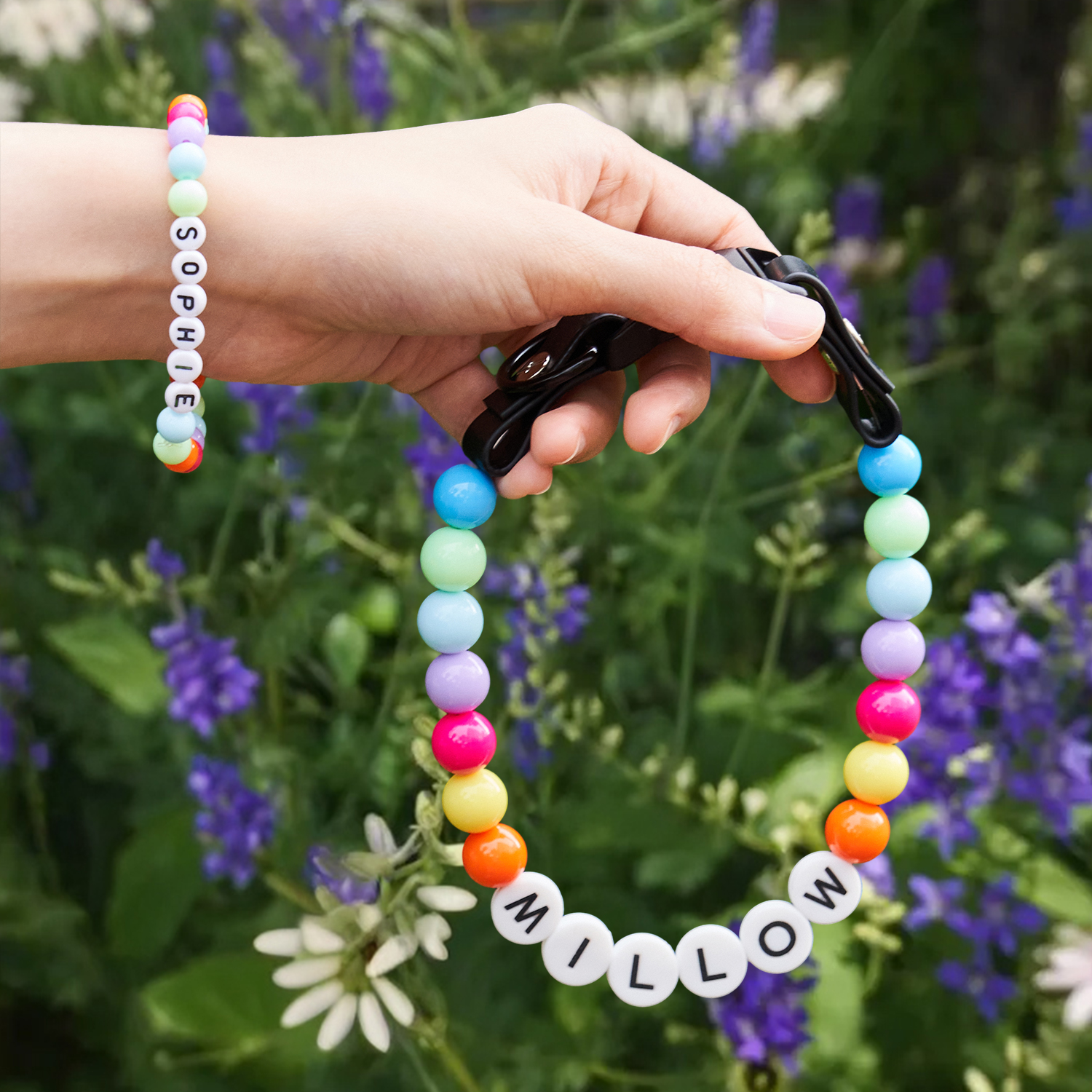 Personalized  Name Beaded Dog Collar with Friendship Bracelet