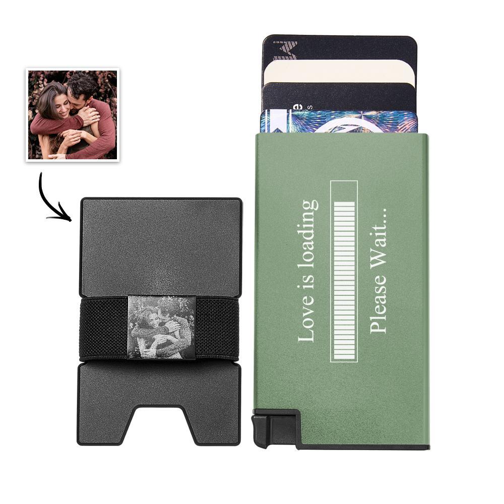 Custom Photo Automatic Ejection Card Wallet With Cash Strap Trendy Card Holder Business Accessory For Men - soufeelus