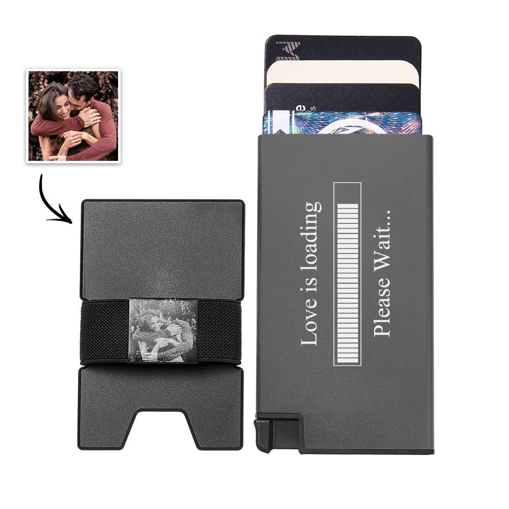 Custom Photo Automatic Ejection Card Wallet With Cash Strap Trendy Card Holder Business Accessory For Men - soufeelus