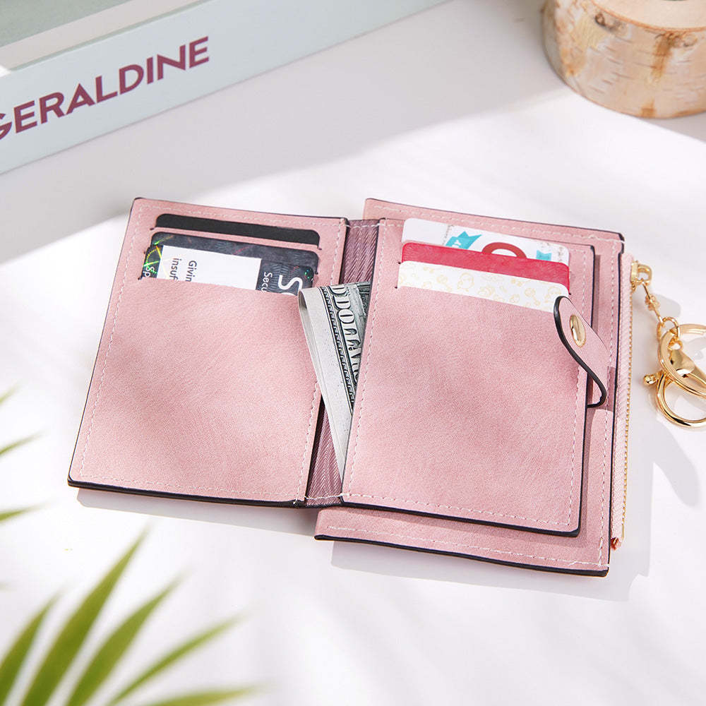 Personalized Zodiac Birth Flower Leather Wallet Birthday Anniversary Gift for Her - soufeelus