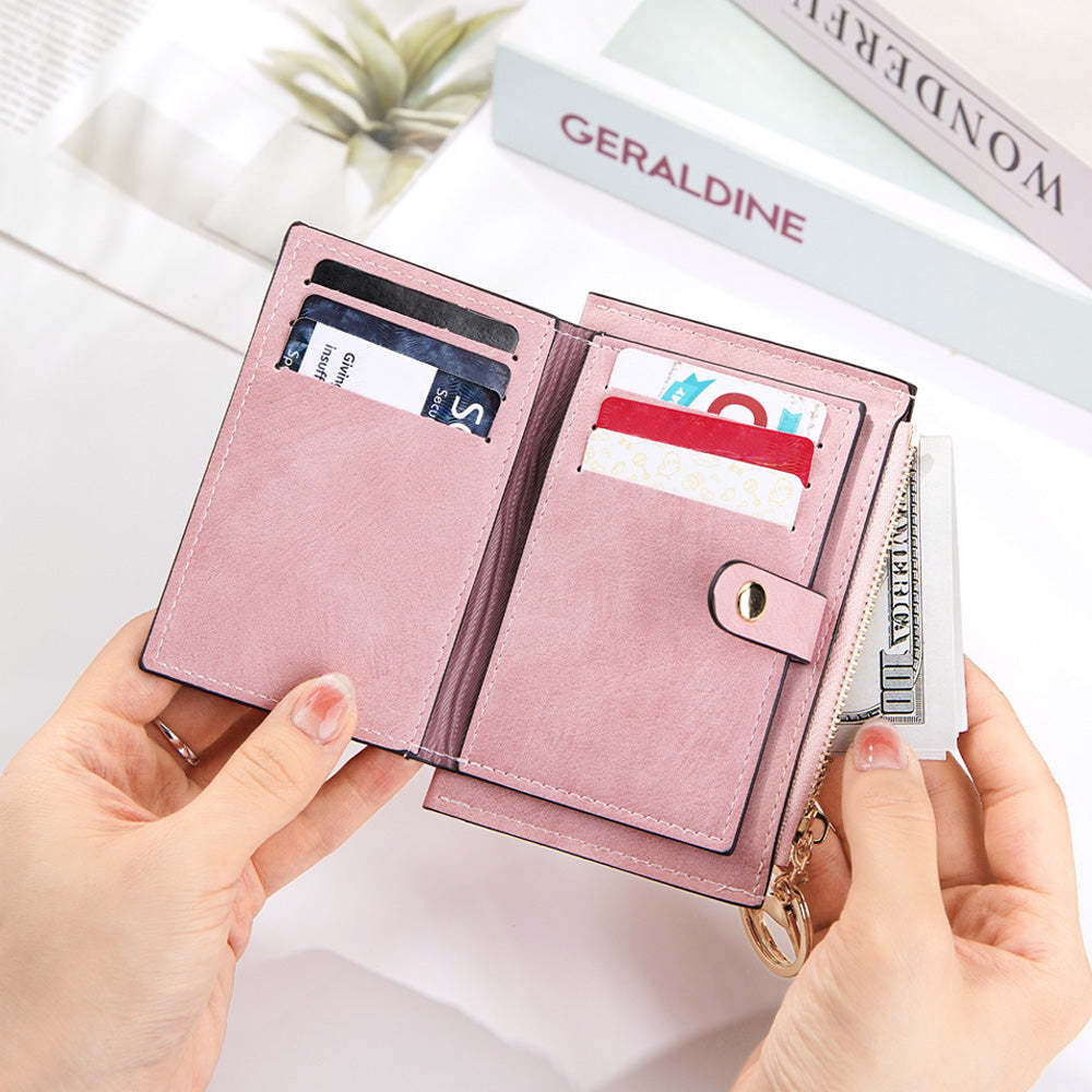 Personalized Zodiac Birth Flower Leather Wallet Birthday Anniversary Gift for Her - soufeelus