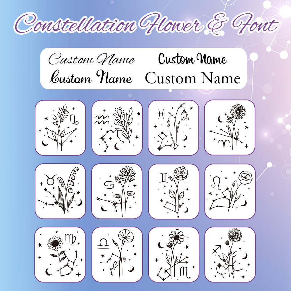 Personalized Zodiac Birth Flower Leather Wallet Birthday Anniversary Gift for Her - soufeelus