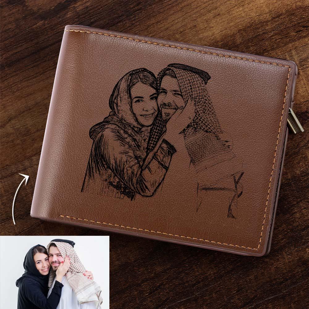 صورة مخصصة محفورة محفظة جلدية هدية للعائلة