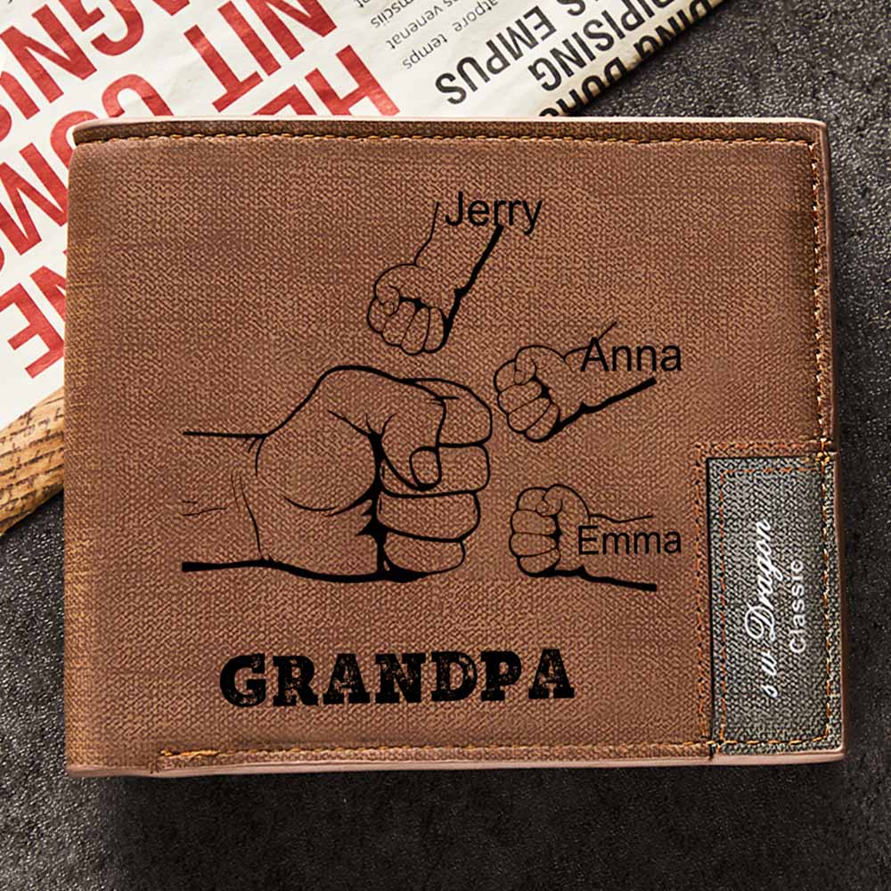 Father's Day Gifts Custom Wallet Personalized Fists Wallet Men's Bifold Wallet for Him - soufeelus