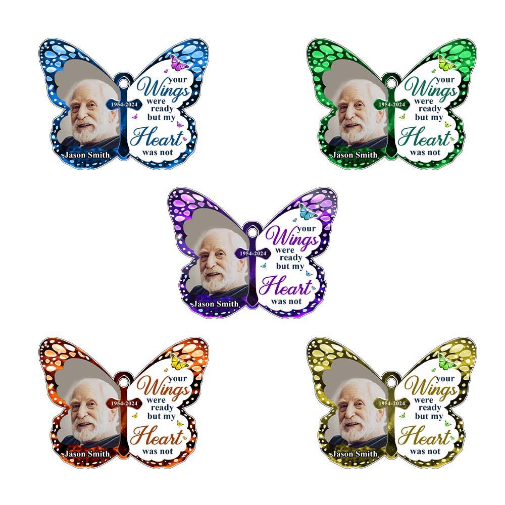 Custom Photo Car Hanging Ornament Your Wings Were Ready Memorial Acrylic Custom Shaped Sympathy Gift For Family Members - soufeelus