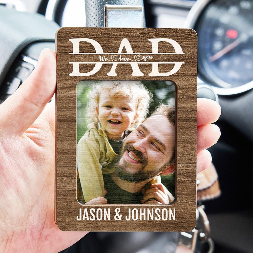 Custom Photo Dad We Love You - Personalized Custom Shaped Car Visor Clip
