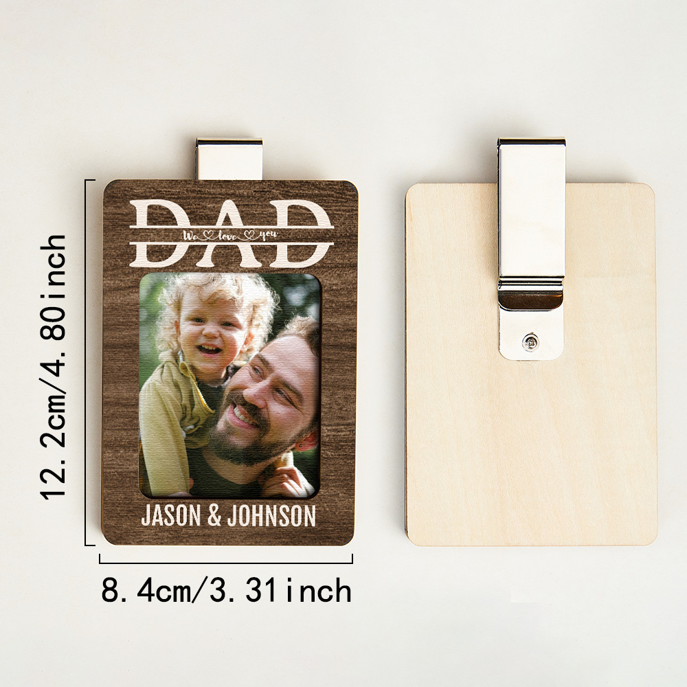 Custom Photo Dad We Love You - Personalized Custom Shaped Car Visor Clip