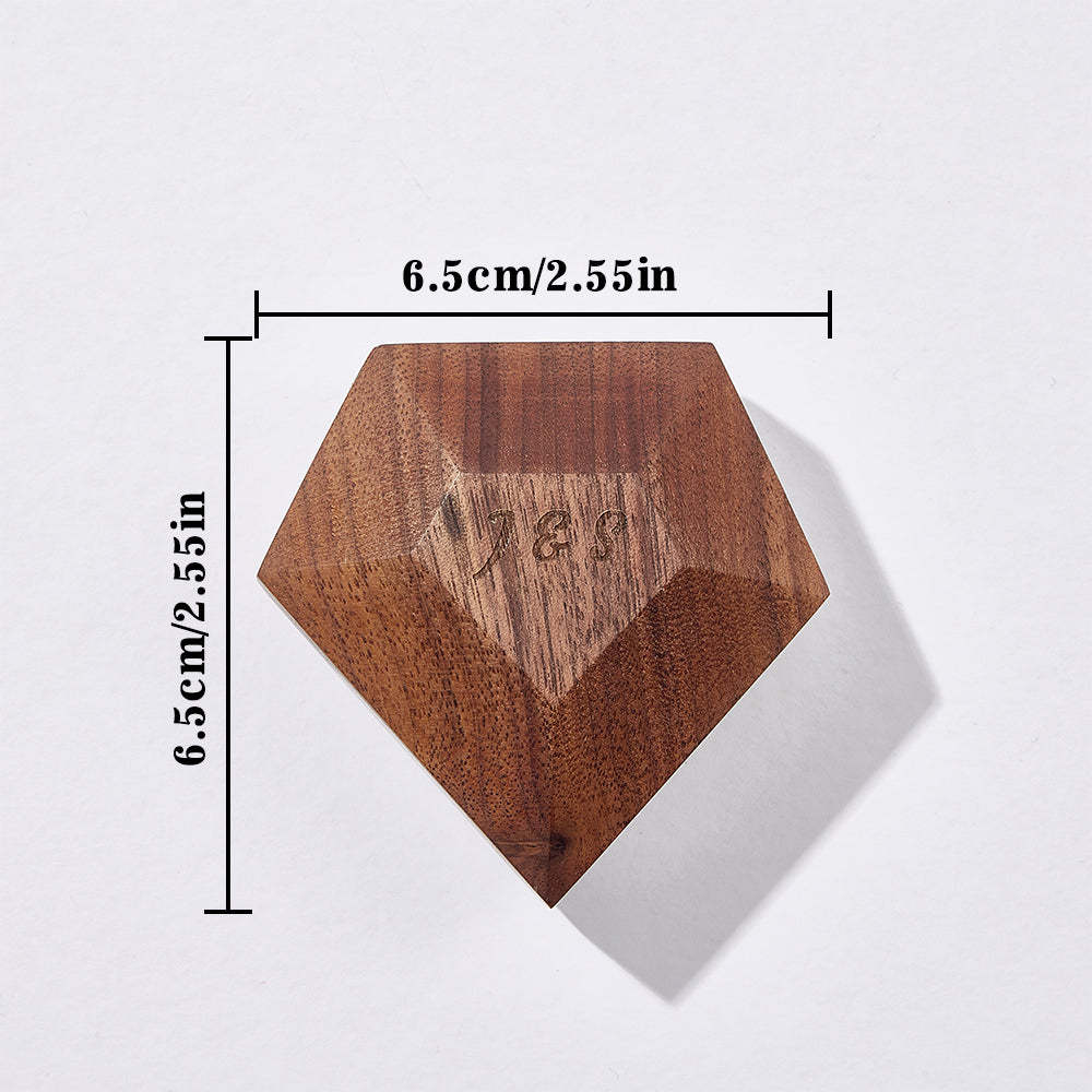 Personalized Initial Wooden Rotating Ring Box Engagement Ring Box Wedding Gifts - soufeelus