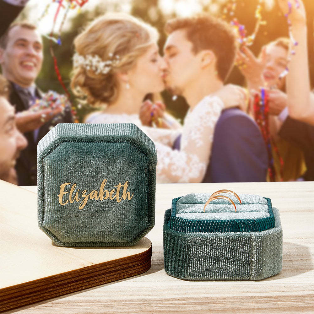 Personalized Ring Box Custom Text Square Ring Box Engagement Wedding Ring Box - soufeelus