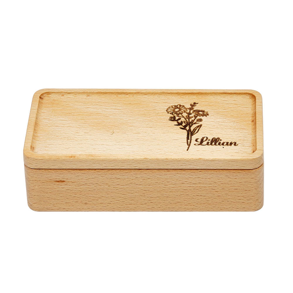 Personalized Birth Flower Jewelry Box Custom Name Jewelry Organizer Gift for Her - soufeelus