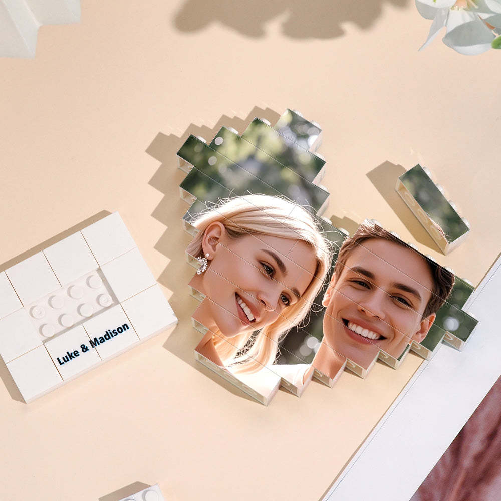 Personalized Heart Shape Photo Building Block with Stand Custom Brick Puzzle Gift for Lover - soufeelus