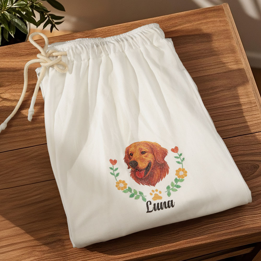 Custom Embroidered Style Pet Avatar Pants, Gifts Ideas For Pet Lovers, Custom Dog Pants, Personalized Pet Portrait Pants - soufeelus