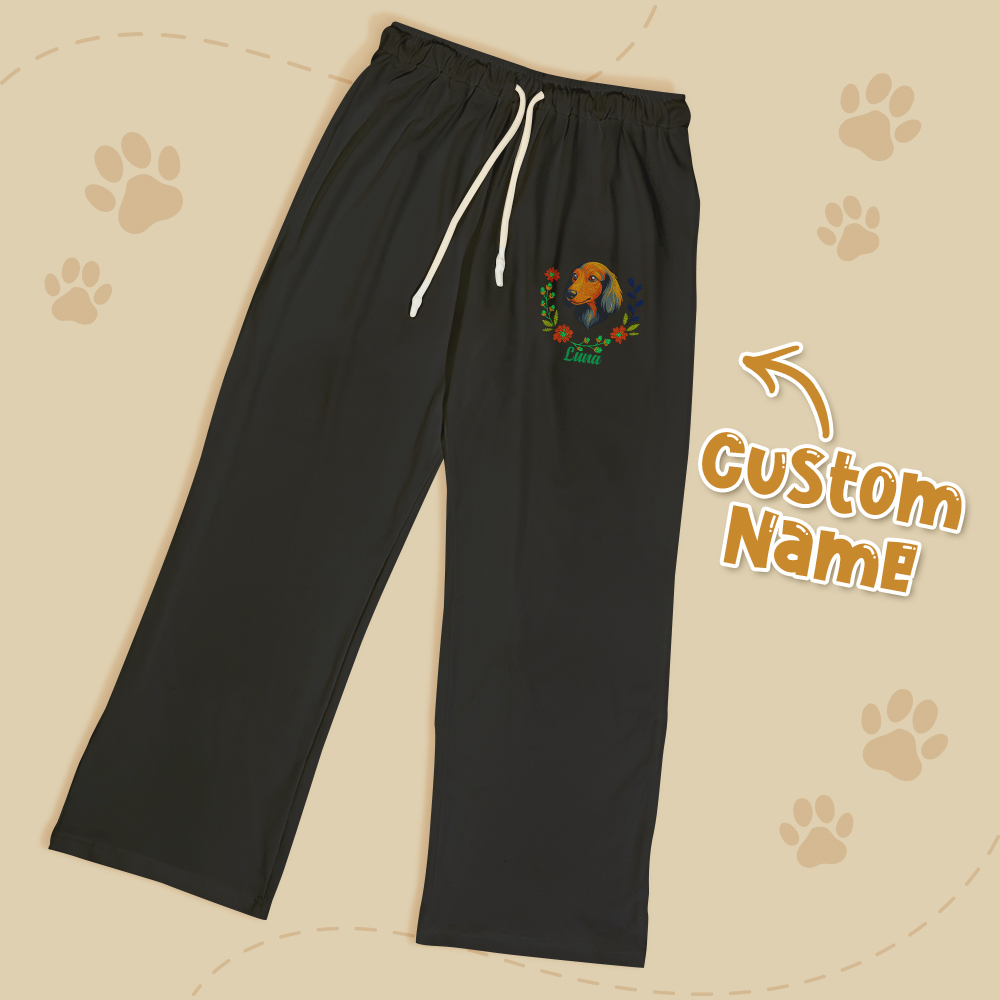 Custom Embroidered Style Pet Avatar Pants, Gifts Ideas For Pet Lovers, Custom Dog Pants, Personalized Pet Portrait Pants - soufeelus