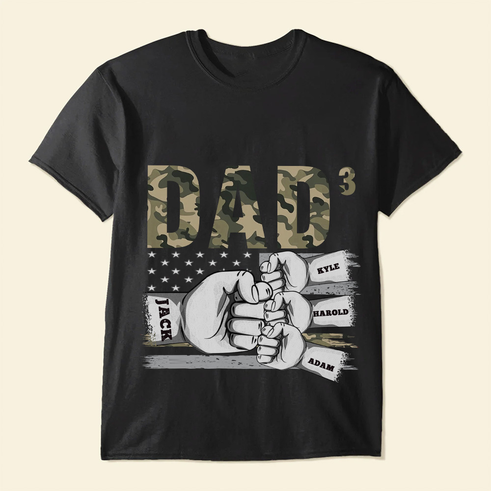 Personalized Men's Shirts Dad Of 3 Name T-shirts Best Gift for Father'