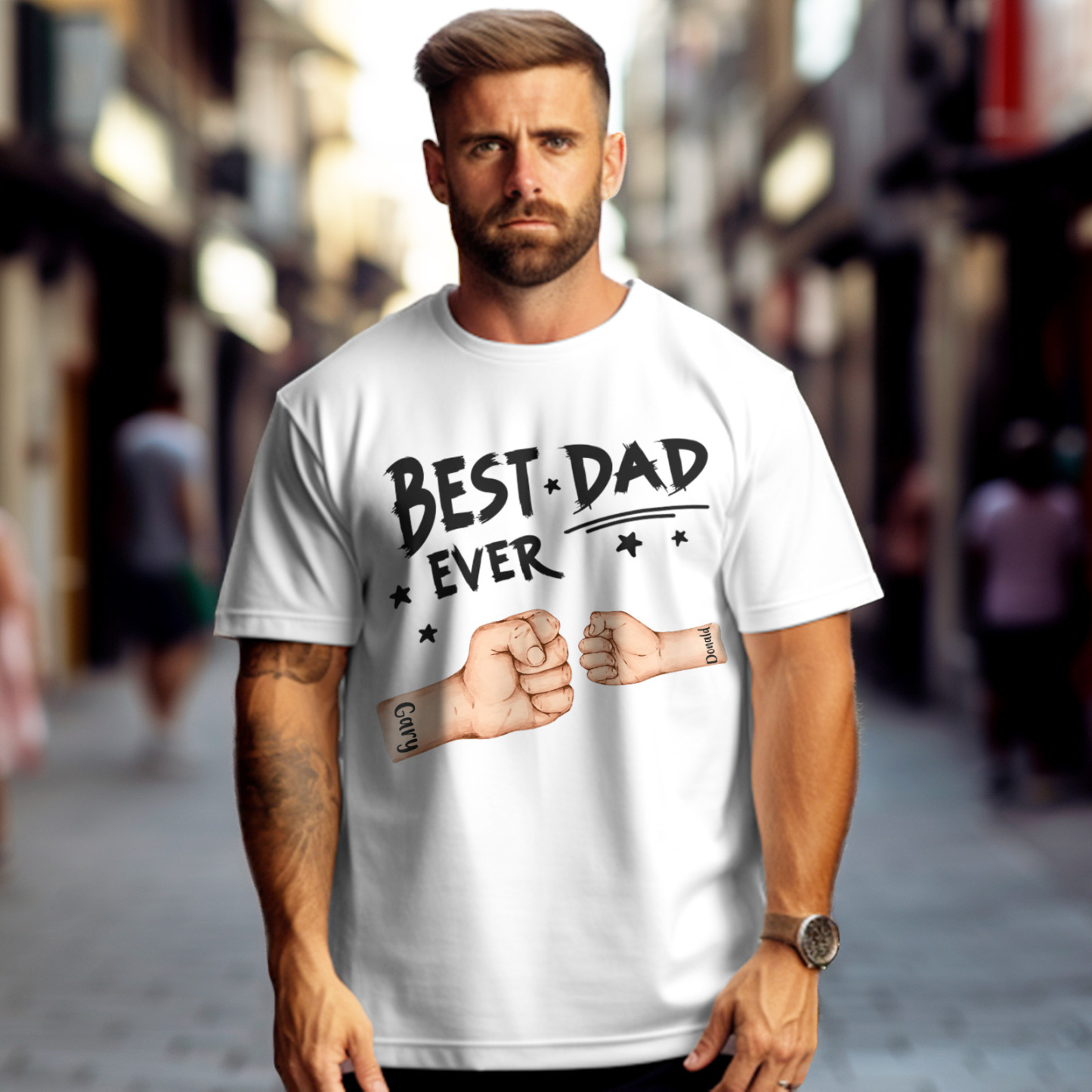 Personalized Father T-shirt Best Dad Ever for Father's Day - soufeelus