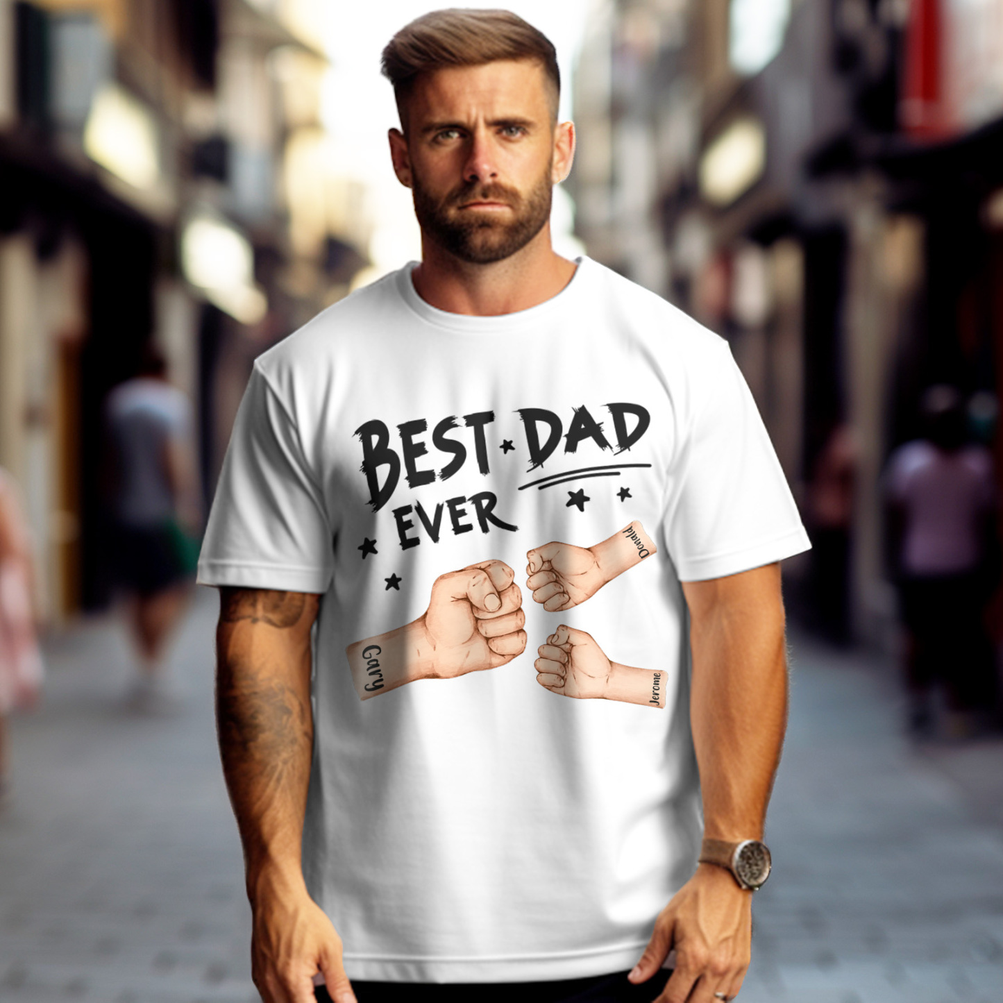Personalized Father T-shirt Best Dad Ever for Father's Day - soufeelus