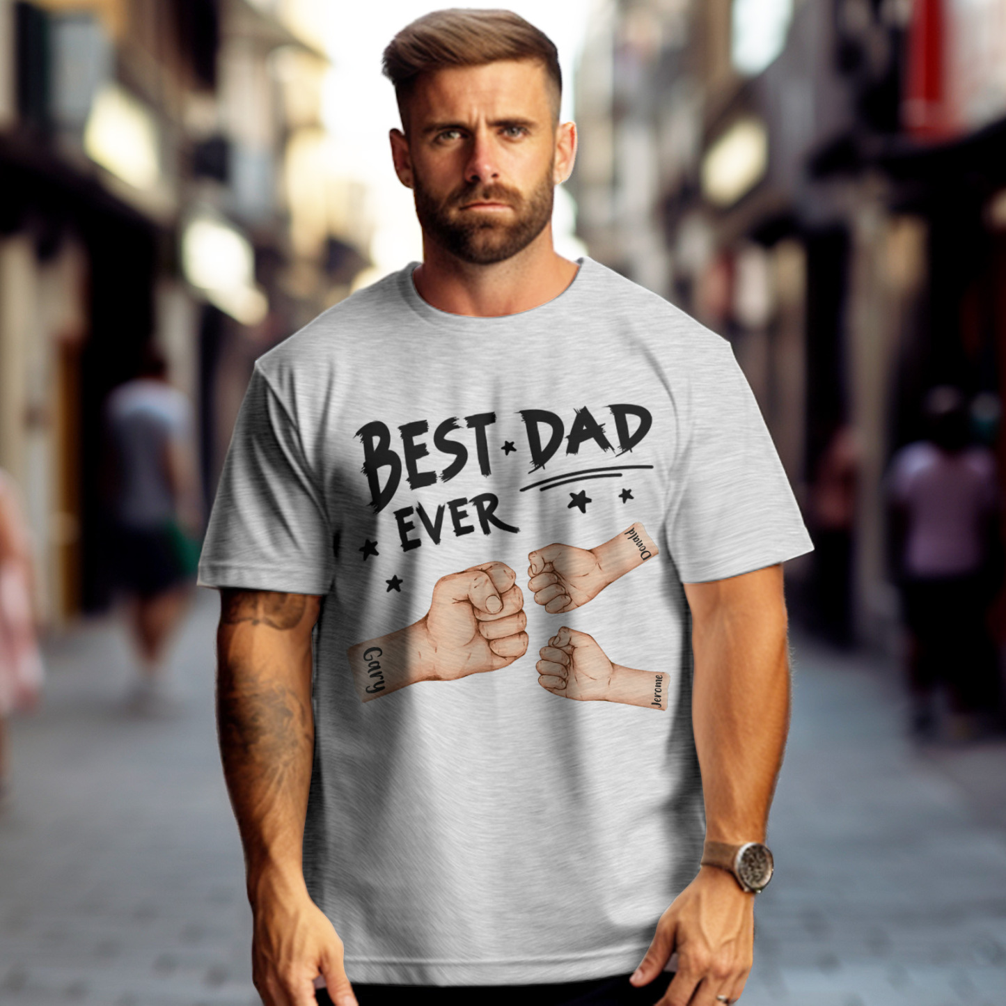Personalized Father T-shirt Best Dad Ever for Father's Day - soufeelus