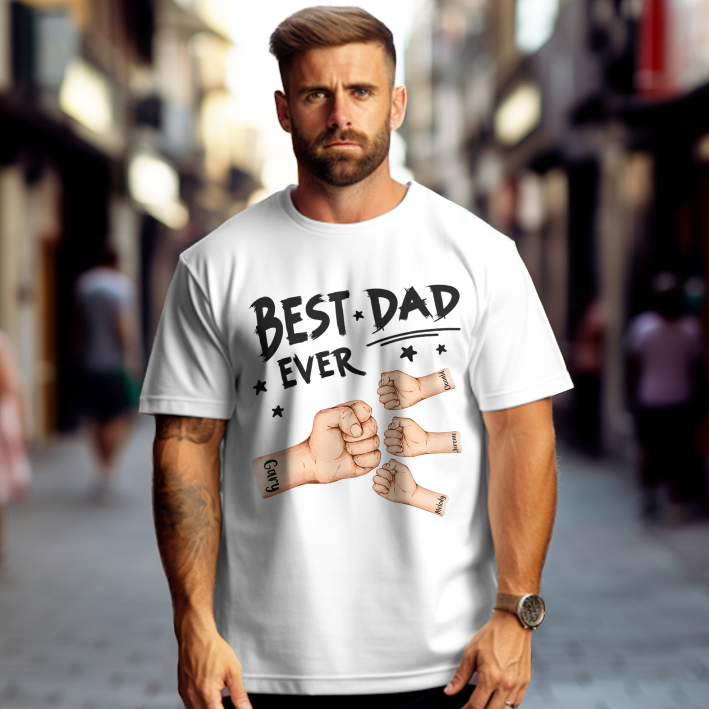 Personalized Father T-shirt Best Dad Ever for Father's Day - soufeelus
