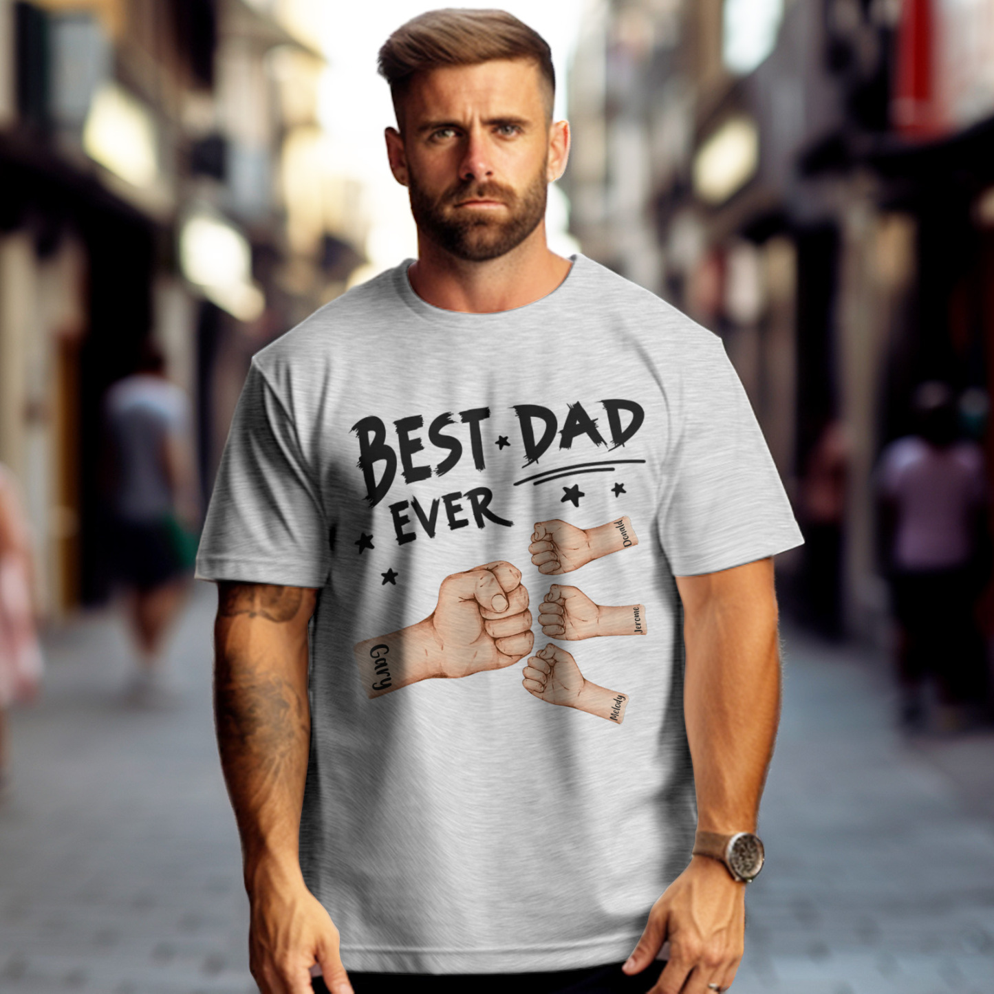 Personalized Father T-shirt Best Dad Ever for Father's Day - soufeelus