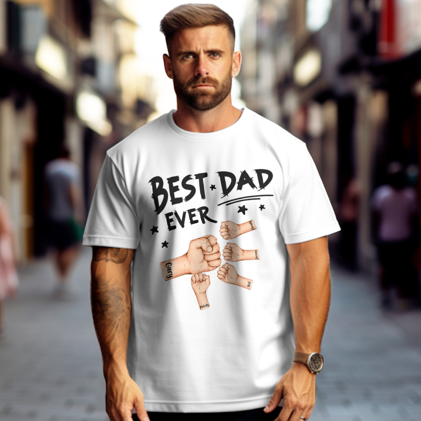 Personalized Father T-shirt Best Dad Ever for Father's Day - soufeelus
