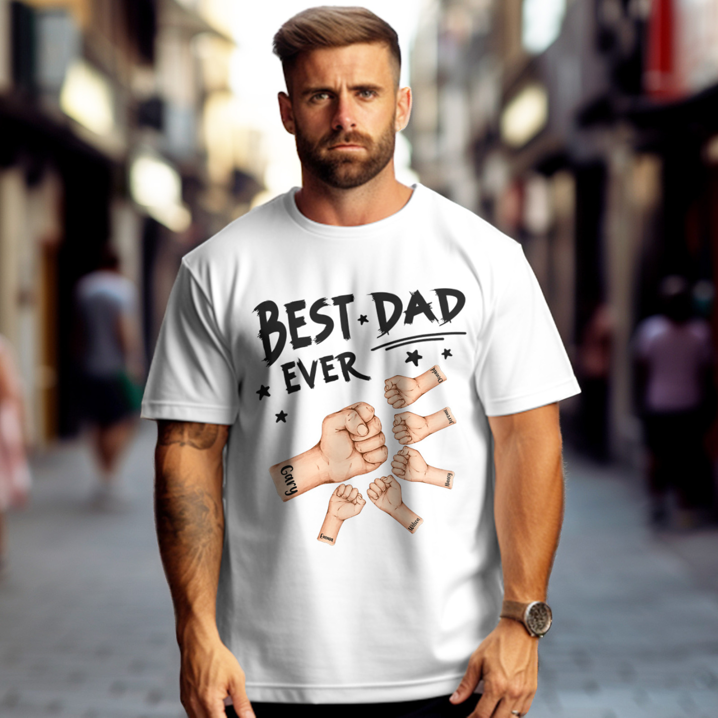 Personalized Father T-shirt Best Dad Ever for Father's Day - soufeelus