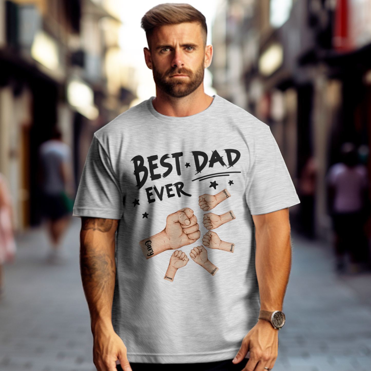 Personalized Father T-shirt Best Dad Ever for Father's Day - soufeelus