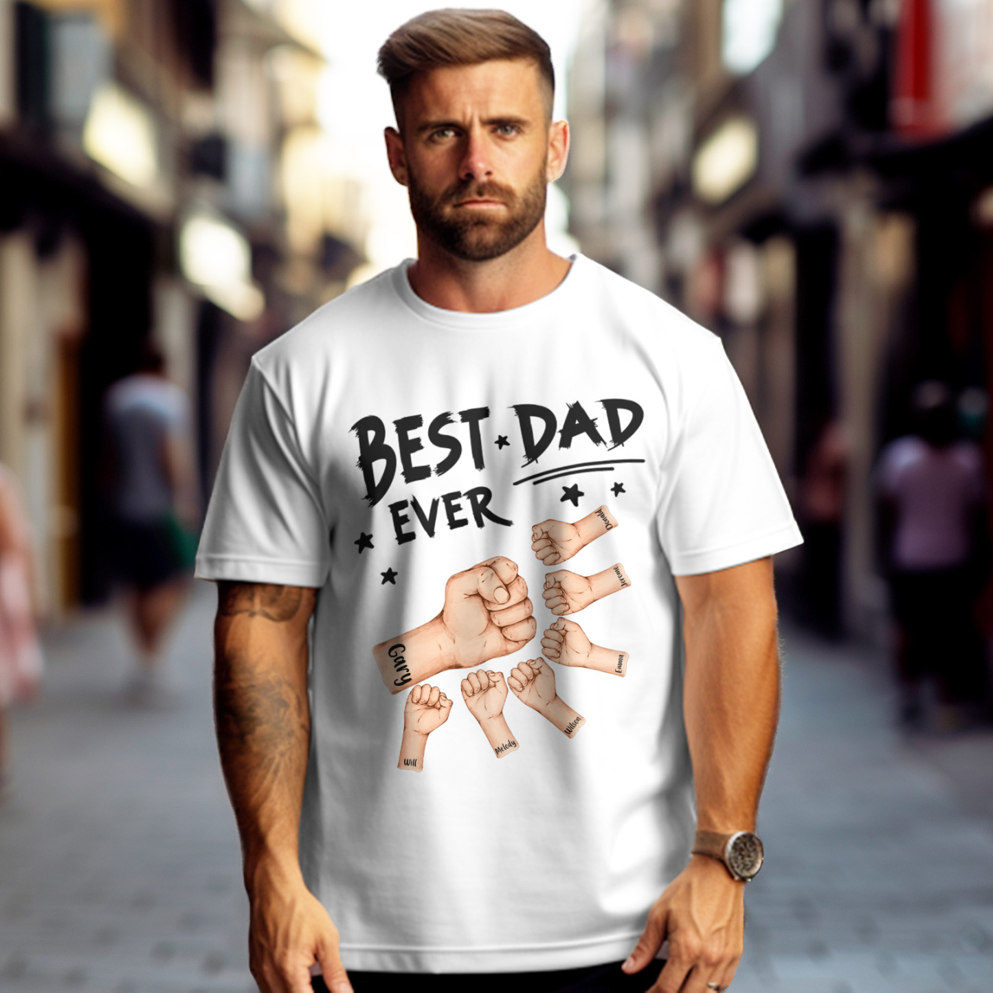 Personalized Father T-shirt Best Dad Ever for Father's Day - soufeelus